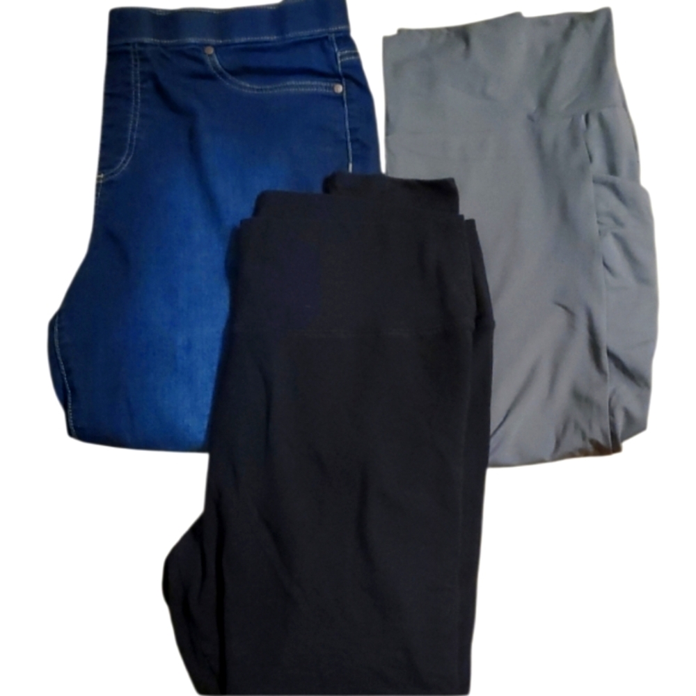 Simply Vera Wang 3 Pack‎ Womans Leggings Size 1X Black, Grey, Denim Jean